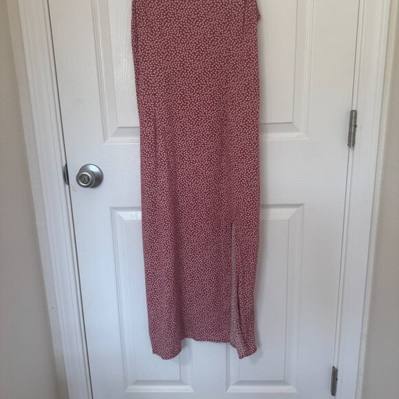 Abercrombie & Fitch Women’s Floral Spaghetti Strap Midi Dress Slit Pink Medium - Picture 4 of 9